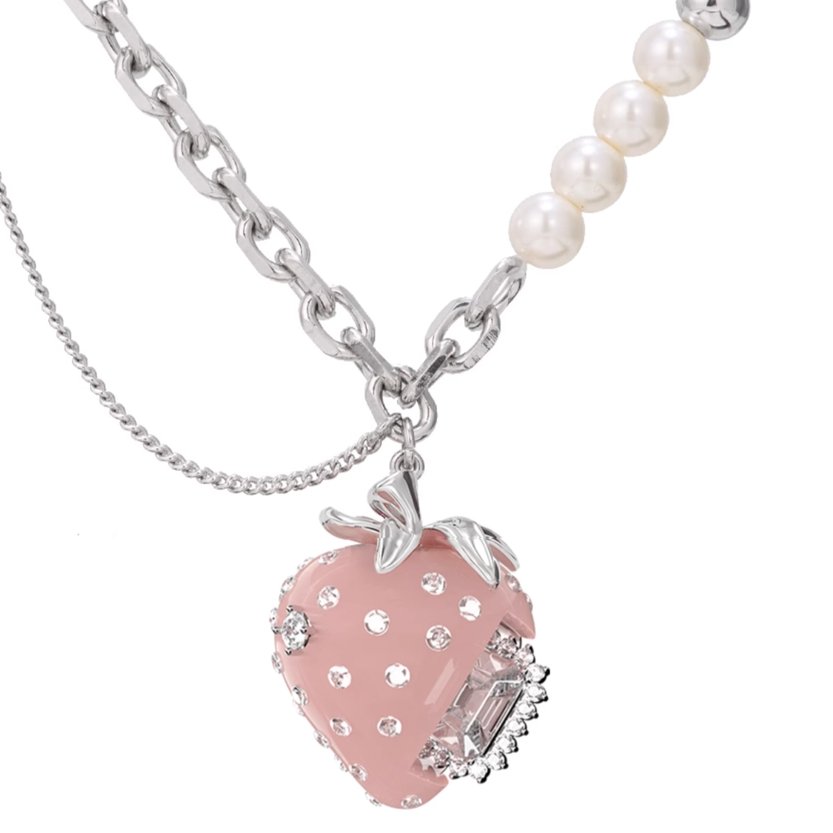 Berry Charm Series Cream Strawberry Pearl Necklace
