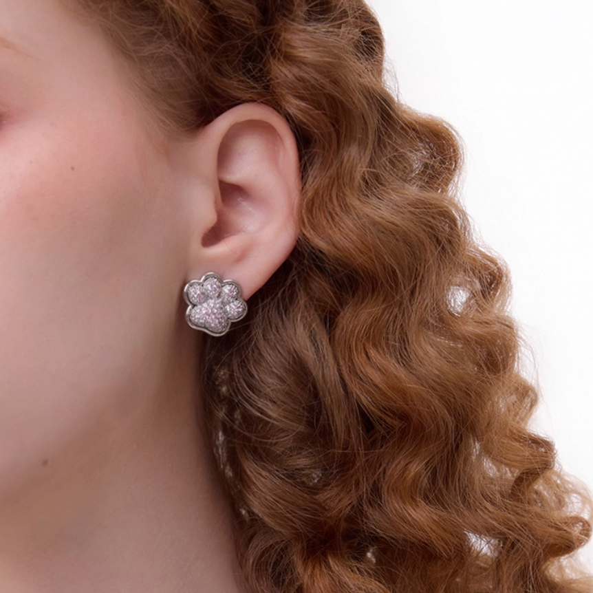 Blush Cat & Paw Earrings