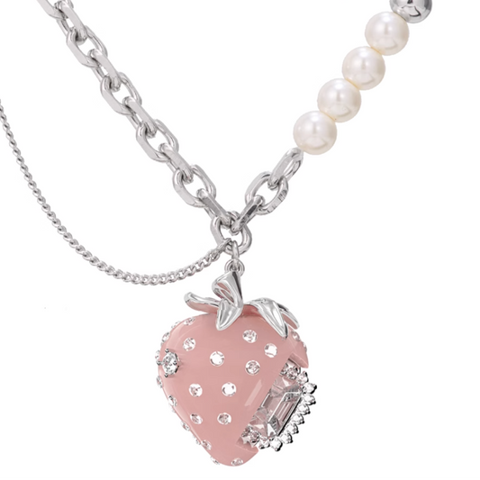 Berry Charm Series Cream Strawberry Pearl Necklace