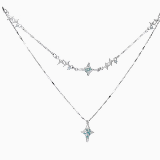 Double-layer Sterling Silver Star Necklace
