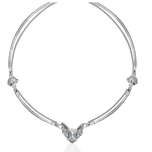 Cat Head Double-chain Necklace