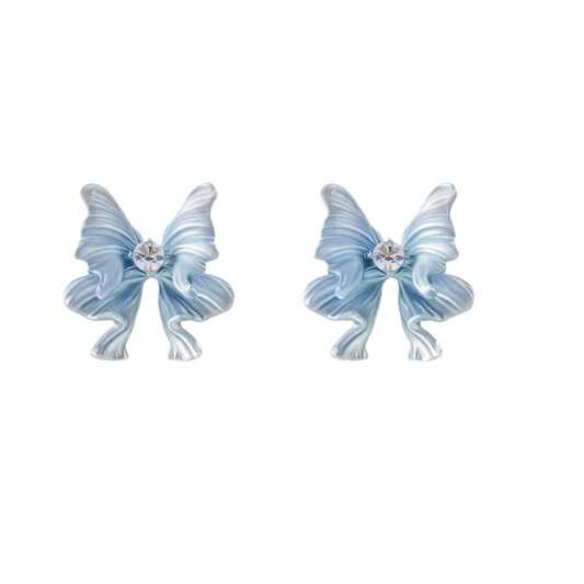 Silk-Texture Butterfly Mermaid Tail Earrings