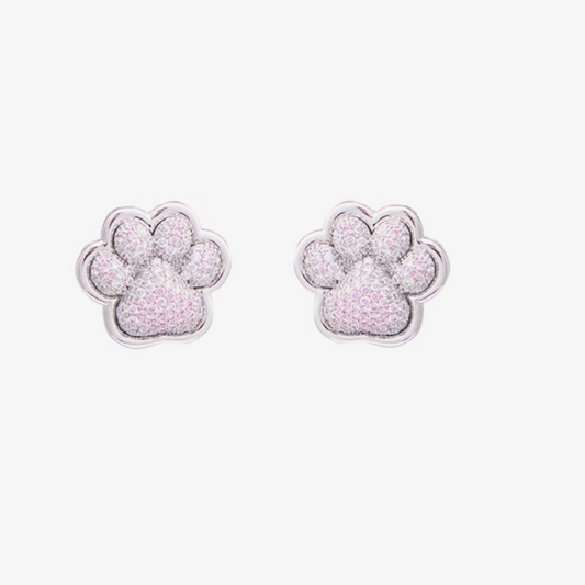 Blush Cat & Paw Earrings